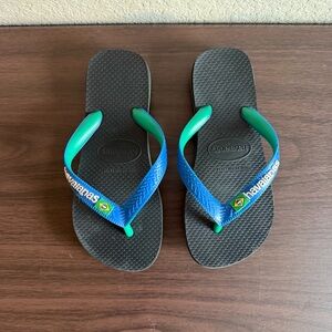 Havaianas Kids Flip Flops Brazil Flag‎ Youth 31–32 Black Blue